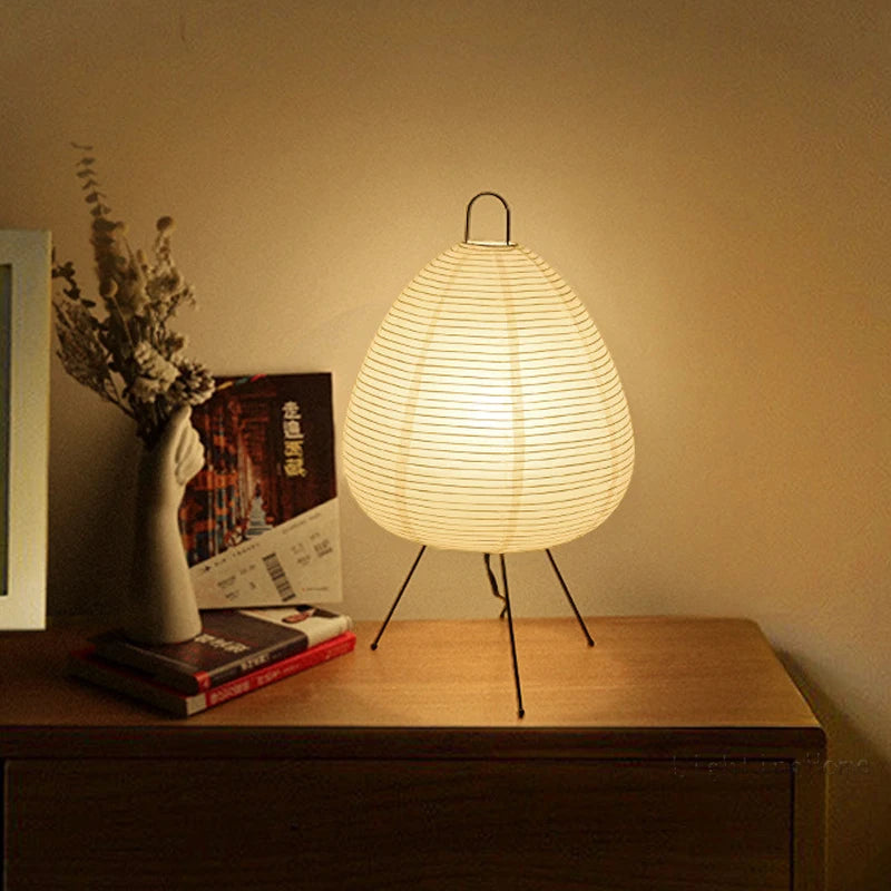 Japanese Design Akari Wabi-Sabi Yong Table Lamp Printed Rice Paper Lamp Bedroom Desktop Decoration Table Lamp Drop Shipping