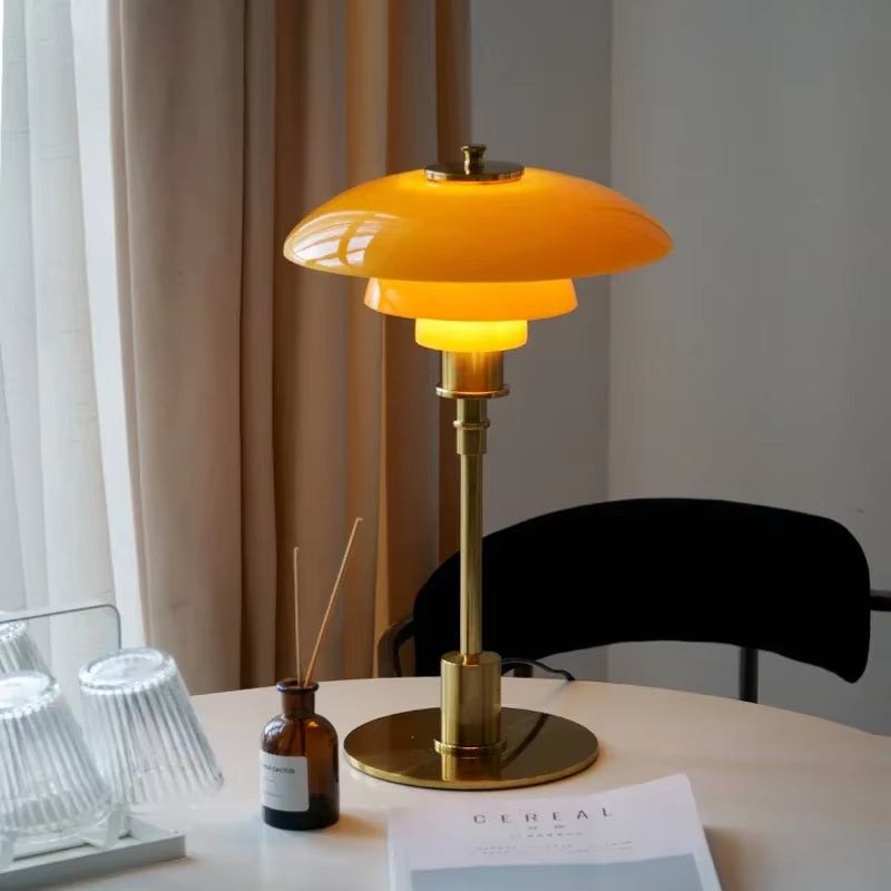 Danish Designer Nordic Glass Reading LED Table Lamp Modern Simple Living Room Bedroom Study Bedside Decoration Small Plate