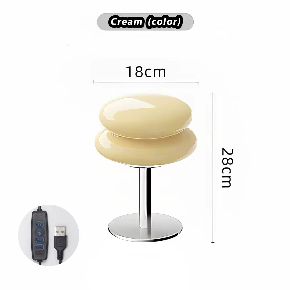 Macaron Glass Table Lamp Trichromatic Dimming Living Room Atmosphere Lamps Eye Protection Night Light Girl Bedroom Bedside Decor