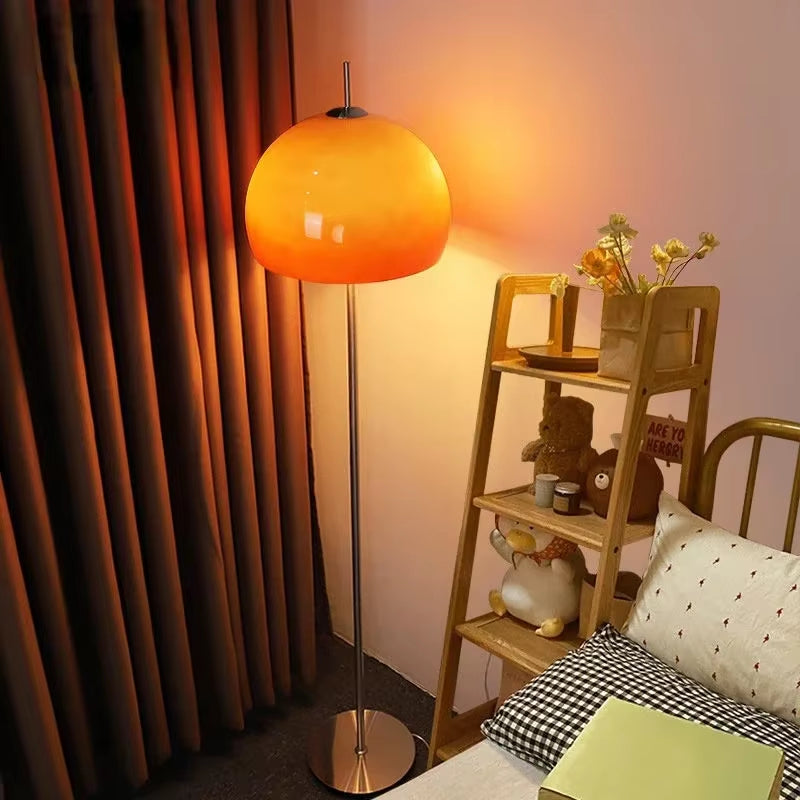 Bauhaus Living Room Retro Glass Table Lamp Gradient Orange Mushroom Floor Lamp Living Room Bedroom Atmosphere LED Lamp