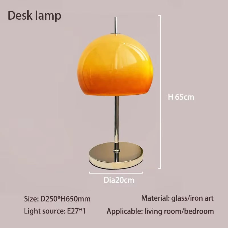 Bauhaus Living Room Retro Glass Table Lamp Gradient Orange Mushroom Floor Lamp Living Room Bedroom Atmosphere LED Lamp