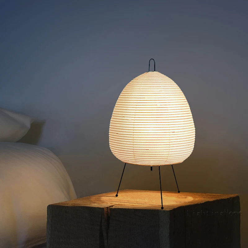 Japanese Design Akari Wabi-Sabi Yong Table Lamp Printed Rice Paper Lamp Bedroom Desktop Decoration Table Lamp Drop Shipping